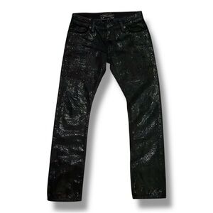BLACK ROBINS JEANS
DISTRESSED GREEN SNAKE SKIN